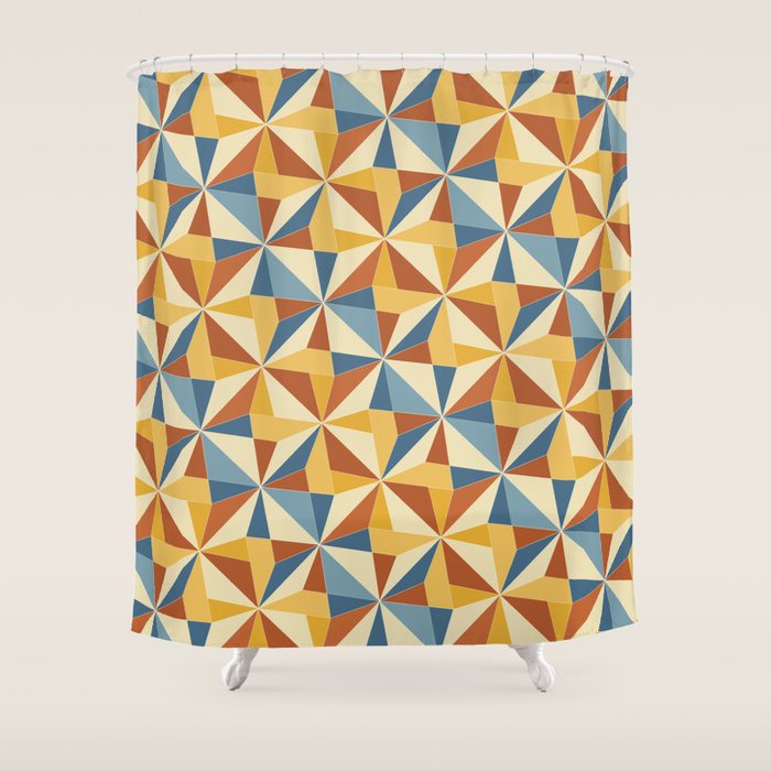 Kaleidoscope Tile Pattern IV Bright Vibrant Summer Shower Curtain Gallery Image 1