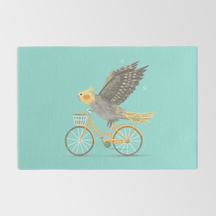 Cockatiel on a Bicycle Rug Gallery Image 2