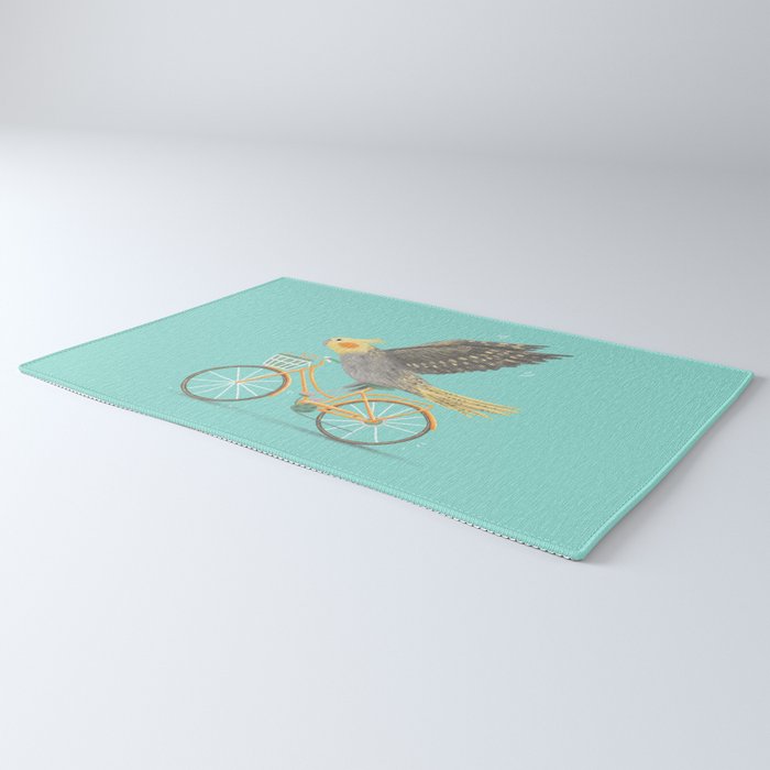 Cockatiel on a Bicycle Rug Gallery Image 3