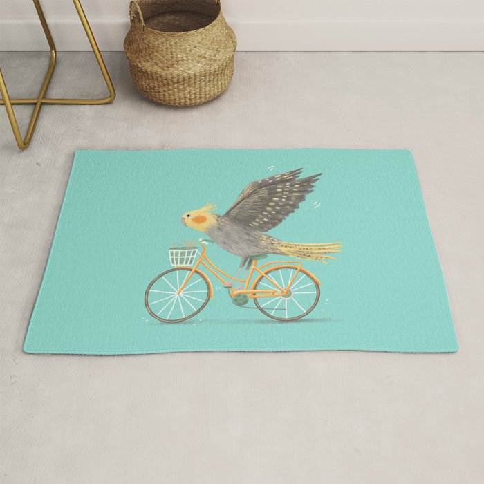 Cockatiel on a Bicycle Rug Gallery Image 1
