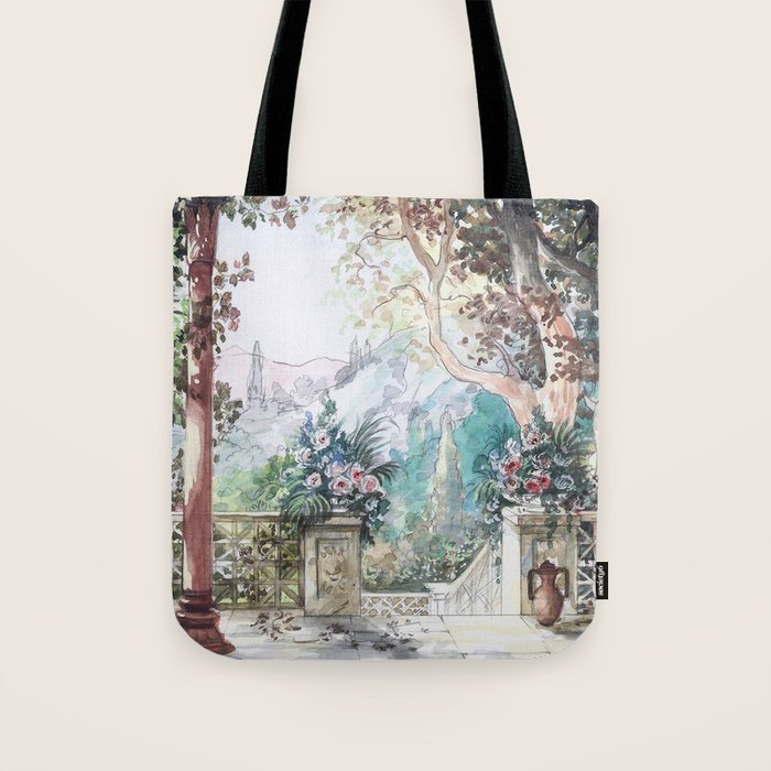 Beautiful Italian Courtyard Terrace Garden Tote Bag Gallery Image 1