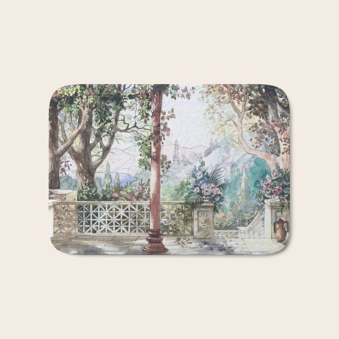 Beautiful Italian Courtyard Terrace Garden Bath Mat Gallery Image 1
