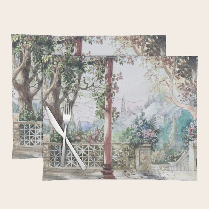Beautiful Italian Courtyard Terrace Garden Placemat Gallery Image 1