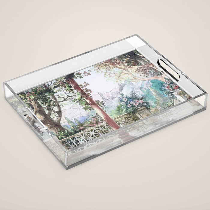 Beautiful Italian Courtyard Terrace Garden Acrylic Tray Gallery Image 1