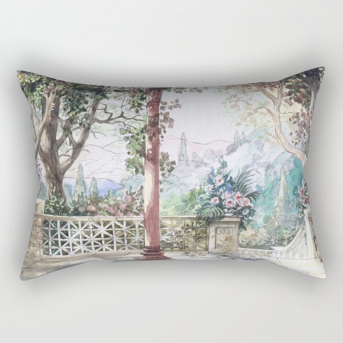Beautiful Italian Courtyard Terrace Garden Rectangular Pillow Gallery Image 2