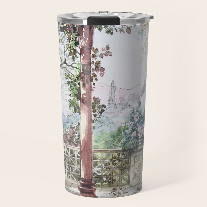 Beautiful Italian Courtyard Terrace Garden Travel Mug Gallery Image 1