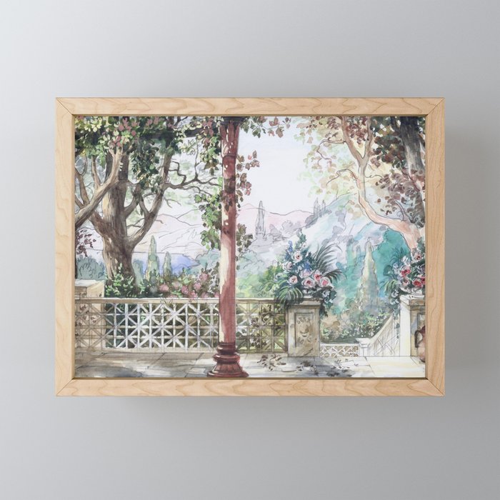 Beautiful Italian Courtyard Terrace Garden Mini Art Print Gallery Image 1