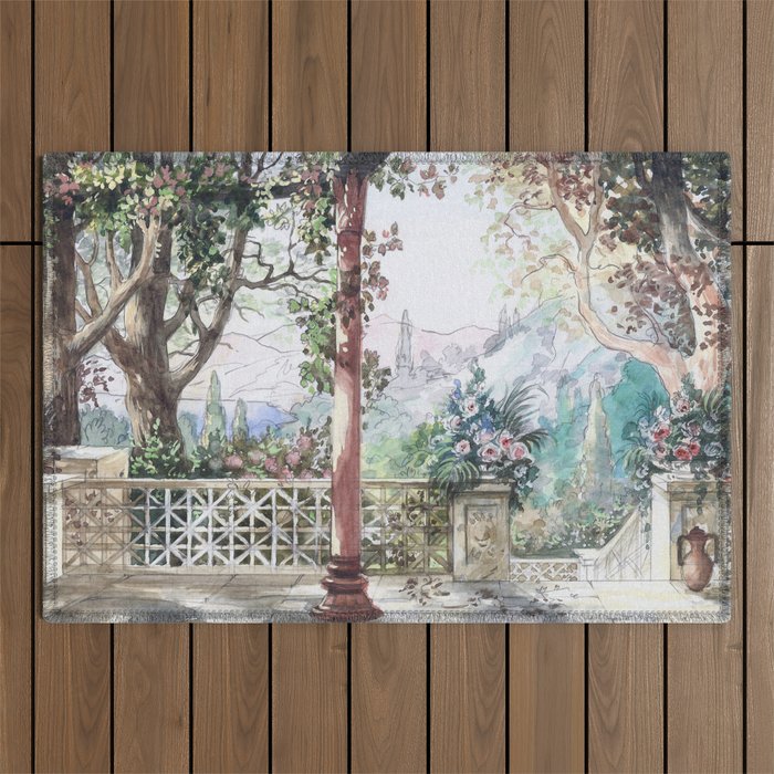 Beautiful Italian Courtyard Terrace Garden Outdoor Rug Gallery Image 1