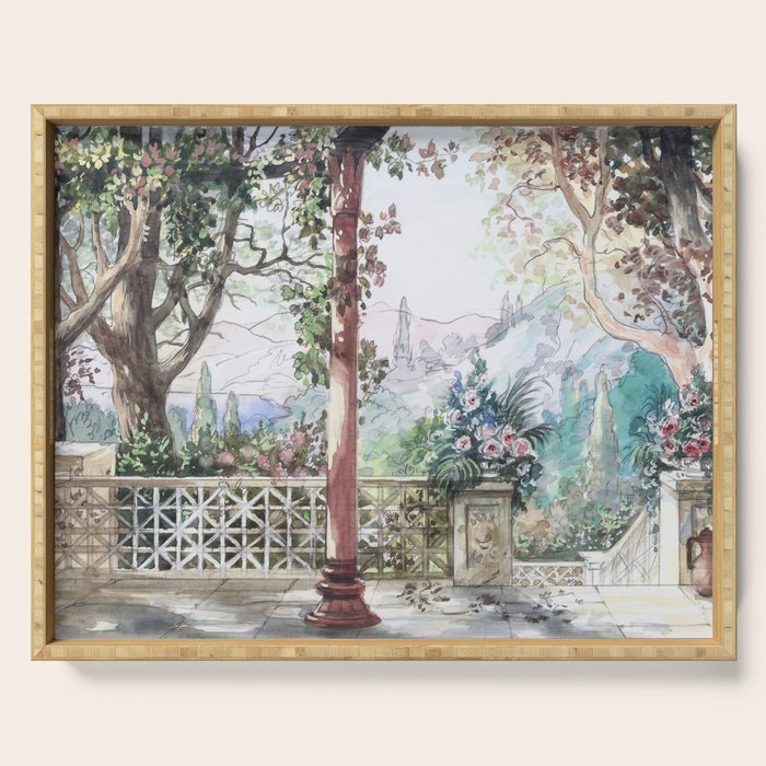 Beautiful Italian Courtyard Terrace Garden Serving Tray Gallery Image 1