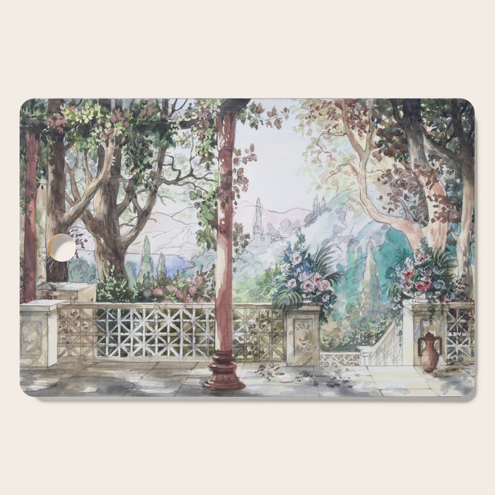 Beautiful Italian Courtyard Terrace Garden Cutting Board Gallery Image 1