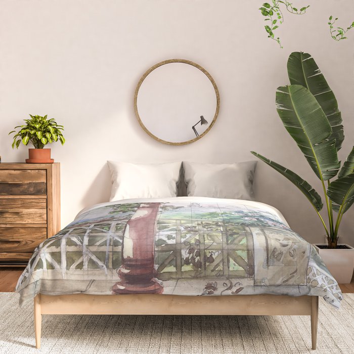 Beautiful Italian Courtyard Terrace Garden Comforter Gallery Image 3