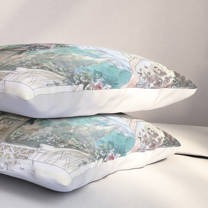 Beautiful Italian Courtyard Terrace Garden Pillow Sham Gallery Image 3