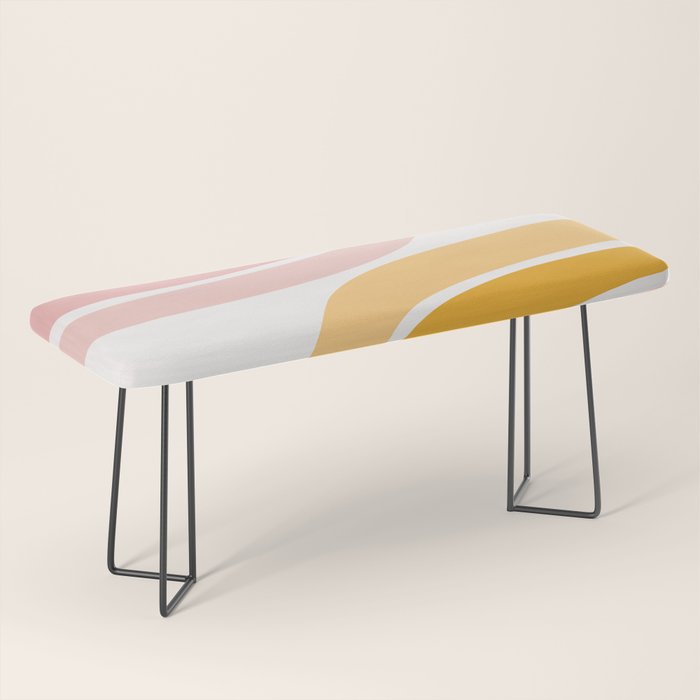 Abstract Shapes 37 in Mustard Yellow and Pale Pink Bench Gallery Image 1