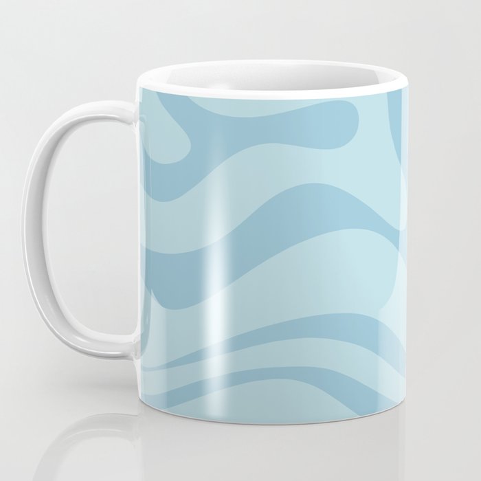 Light Aqua Blue Liquid Swirl Abstract Pattern Square Coffee Mug Gallery Image 3