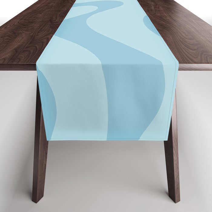 Light Aqua Blue Liquid Swirl Abstract Pattern Square Table Runner Gallery Image 1