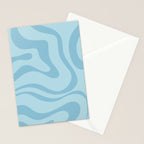 Light Aqua Blue Liquid Swirl Abstract Pattern Square Stationery Card Gallery Image 2