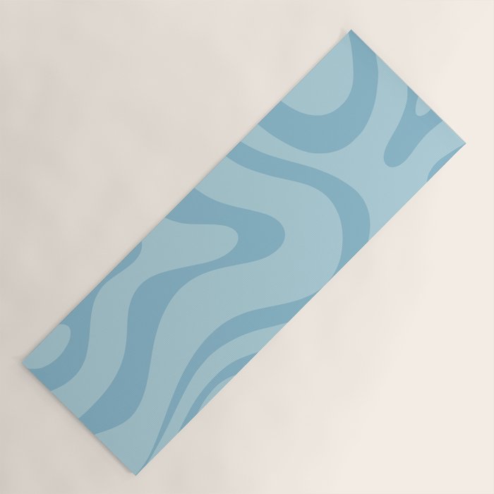 Light Aqua Blue Liquid Swirl Abstract Pattern Square Yoga Mat Gallery Image 1