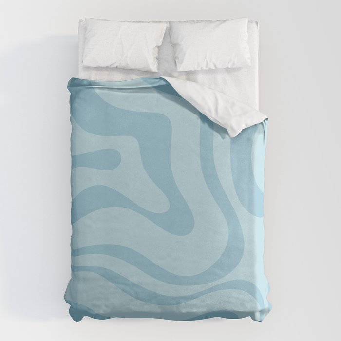 Light Aqua Blue Liquid Swirl Abstract Pattern Square Duvet Cover Gallery Image 6