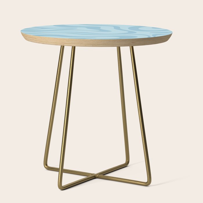 Light Aqua Blue Liquid Swirl Abstract Pattern Square Side Table Gallery Image 1