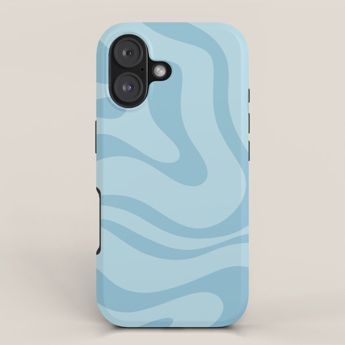 Light Aqua Blue Liquid Swirl Abstract Pattern Square iPhone Case Gallery Image 1