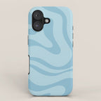 Light Aqua Blue Liquid Swirl Abstract Pattern Square iPhone Case Gallery Image 1