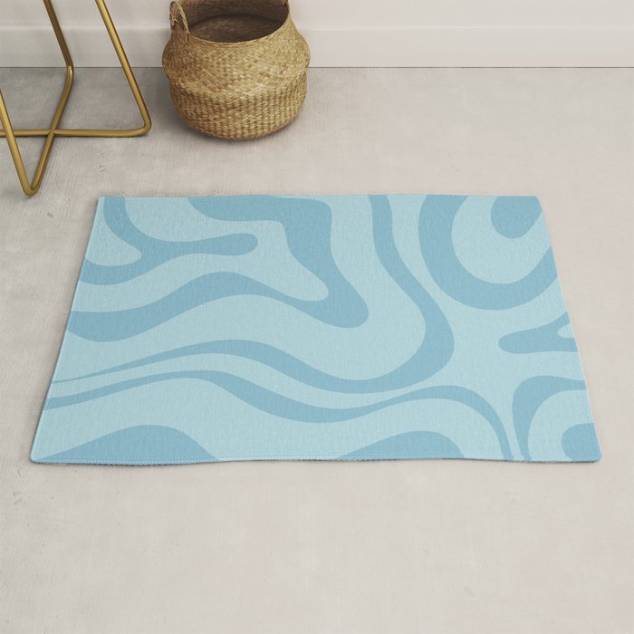Light Aqua Blue Liquid Swirl Abstract Pattern Square Rug Gallery Image 1
