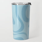 Light Aqua Blue Liquid Swirl Abstract Pattern Square Travel Mug Gallery Image 2