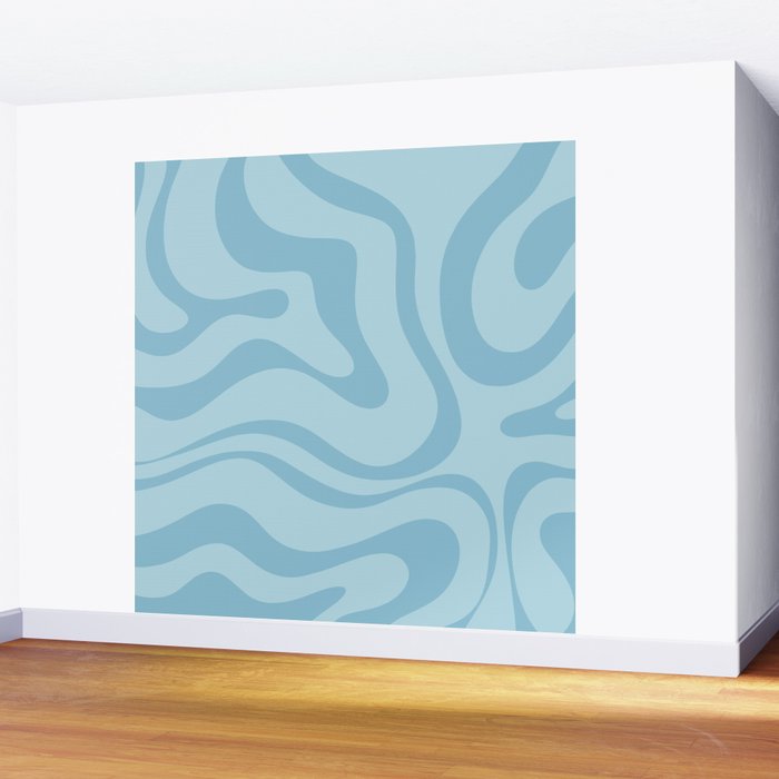 Light Aqua Blue Liquid Swirl Abstract Pattern Square Wall Mural Gallery Image 2