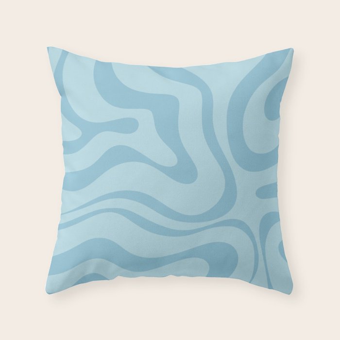 Light Aqua Blue Liquid Swirl Abstract Pattern Square Throw Pillow Gallery Image 6