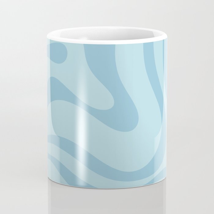 Light Aqua Blue Liquid Swirl Abstract Pattern Square Coffee Mug Gallery Image 4