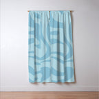 Light Aqua Blue Liquid Swirl Abstract Pattern Square Window Curtain Gallery Image 3