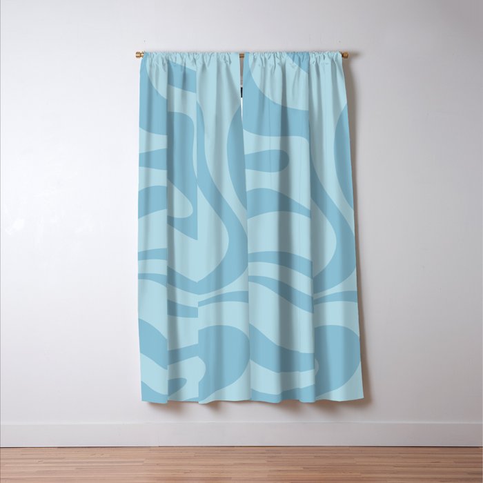 Light Aqua Blue Liquid Swirl Abstract Pattern Square Window Curtain Gallery Image 3