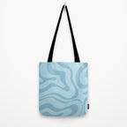 Light Aqua Blue Liquid Swirl Abstract Pattern Square Tote Bag Gallery Image 2
