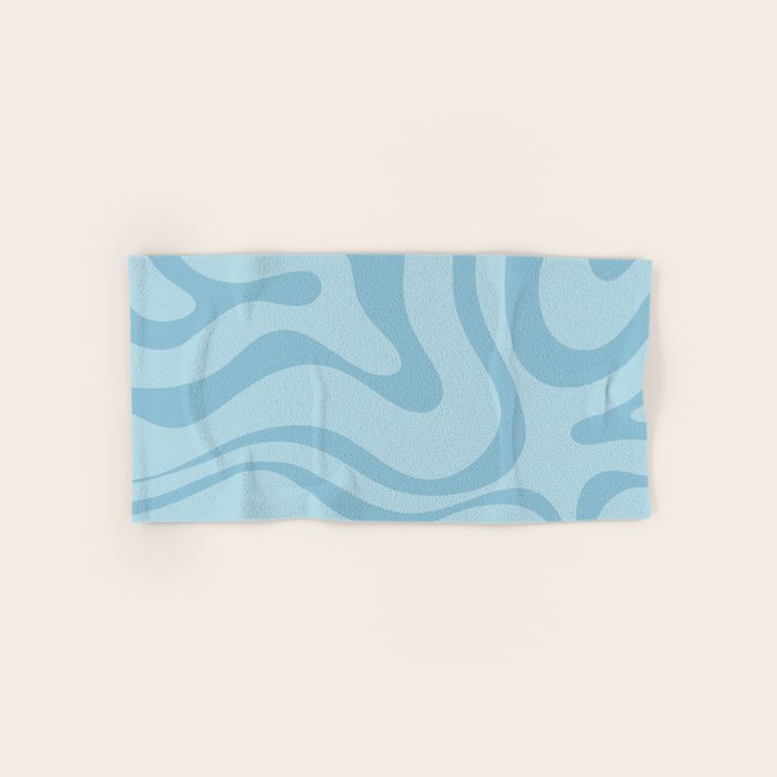 Light Aqua Blue Liquid Swirl Abstract Pattern Square Bath Towel Gallery Image 1