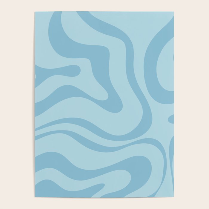 Light Aqua Blue Liquid Swirl Abstract Pattern Square Poster Gallery Image 4