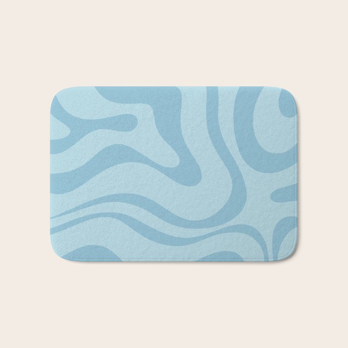 Light Aqua Blue Liquid Swirl Abstract Pattern Square Bath Mat Gallery Image 1