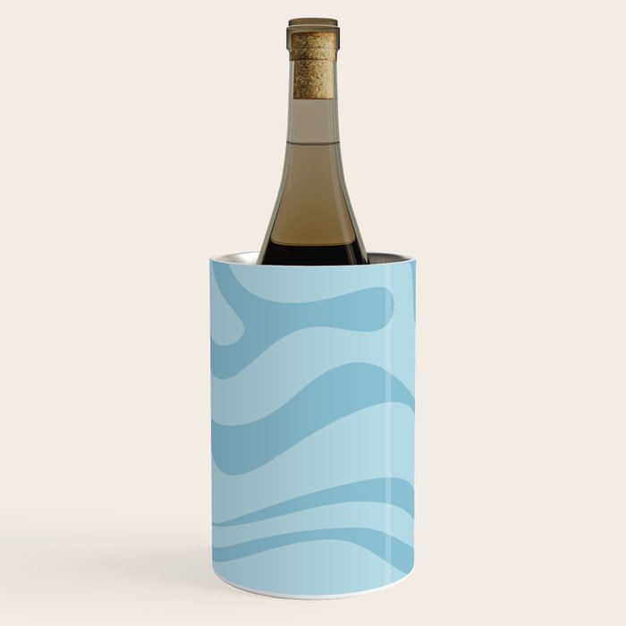 Light Aqua Blue Liquid Swirl Abstract Pattern Square Wine Chiller Gallery Image 2