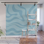 Light Aqua Blue Liquid Swirl Abstract Pattern Square Wall Mural Gallery Image 1