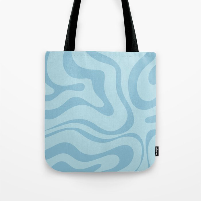 Light Aqua Blue Liquid Swirl Abstract Pattern Square Tote Bag Gallery Image 1