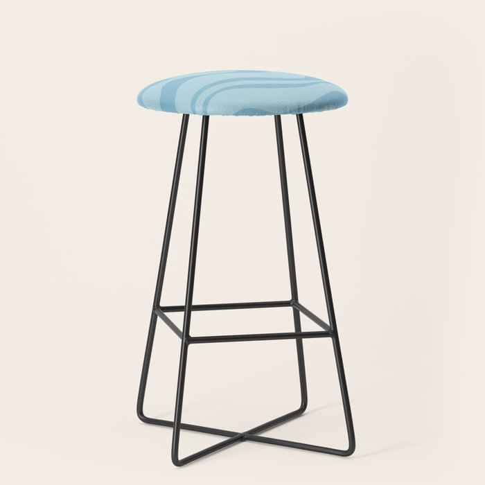 Light Aqua Blue Liquid Swirl Abstract Pattern Square Stool Gallery Image 1