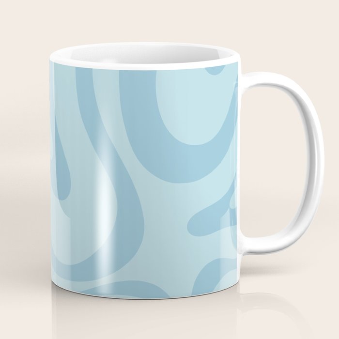 Light Aqua Blue Liquid Swirl Abstract Pattern Square Coffee Mug Gallery Image 1