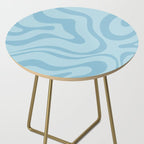 Light Aqua Blue Liquid Swirl Abstract Pattern Square Side Table Gallery Image 2