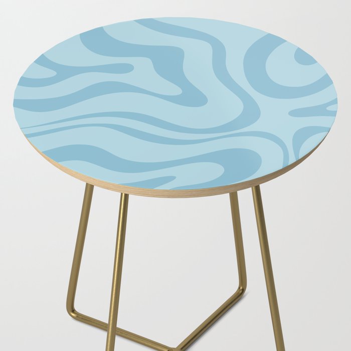 Light Aqua Blue Liquid Swirl Abstract Pattern Square Side Table Gallery Image 2