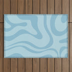 Light Aqua Blue Liquid Swirl Abstract Pattern Square Outdoor Rug Gallery Image 1