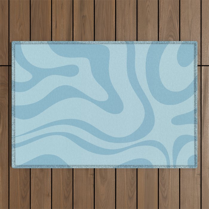 Light Aqua Blue Liquid Swirl Abstract Pattern Square Outdoor Rug Gallery Image 1