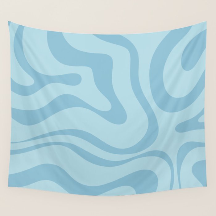 Light Aqua Blue Liquid Swirl Abstract Pattern Square Wall Tapestry Gallery Image 1