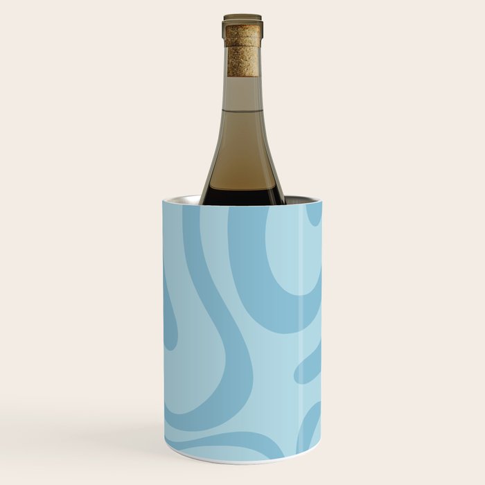 Light Aqua Blue Liquid Swirl Abstract Pattern Square Wine Chiller Gallery Image 3