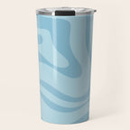 Light Aqua Blue Liquid Swirl Abstract Pattern Square Travel Mug Gallery Image 1