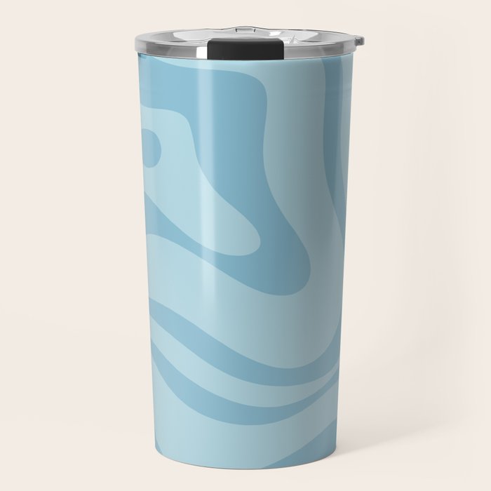 Light Aqua Blue Liquid Swirl Abstract Pattern Square Travel Mug Gallery Image 1