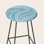 Light Aqua Blue Liquid Swirl Abstract Pattern Square Stool Gallery Image 2